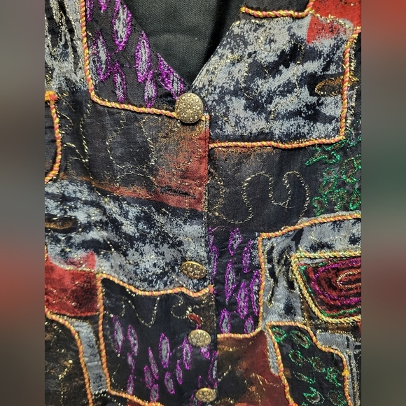 Jane Ashley Multicolored Graphic Embellished Vest - Size 1X - Picture 4 of 4